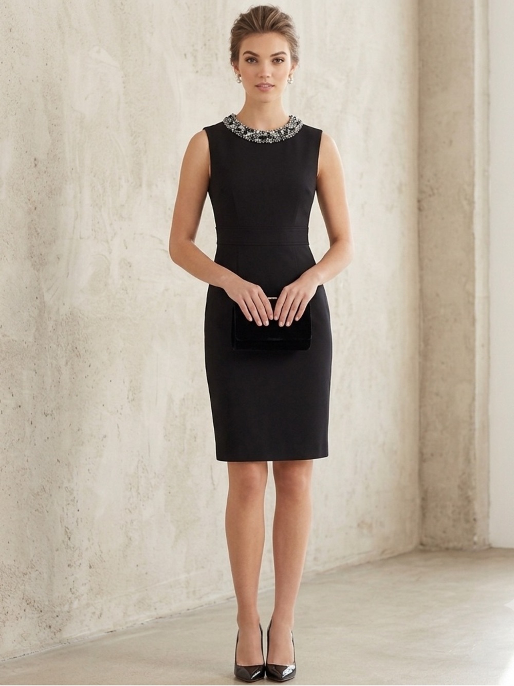 Boden Style #WH406 Black Wool Mia Jewel Neck Dress Size